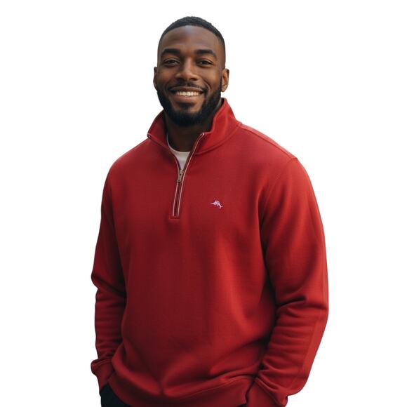 Tommy Bahama San Francisco 49ers Quarter Zip Pullover Red Sweatshirt XL NFL - Picture 2 of 9